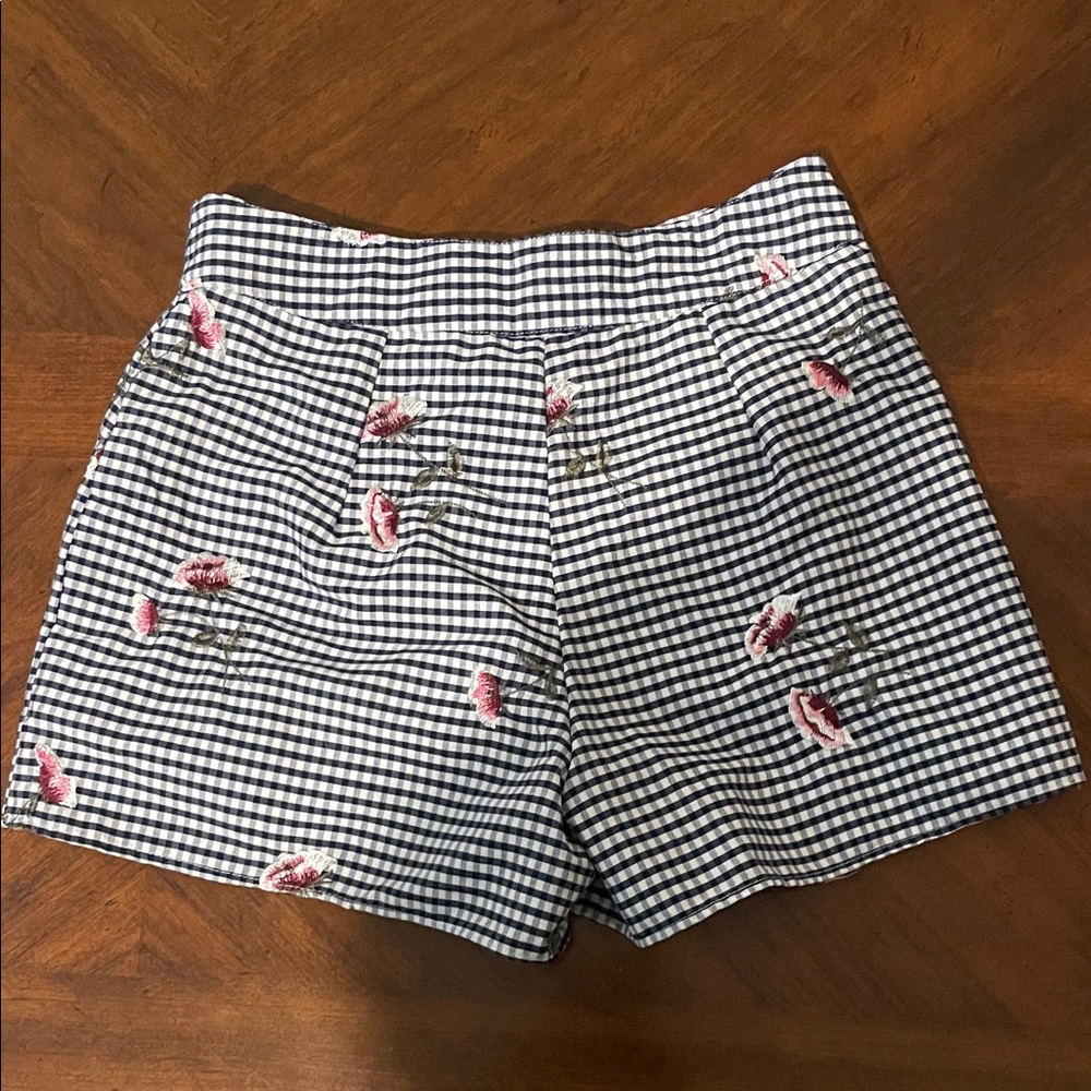 Floral Embroidered Gingham Women's Shorts
